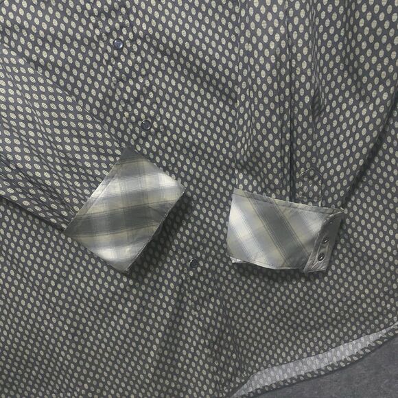 Stetson Pearl Snap Western Shirt Mens 2XL Gray Geometric Yoke Flip‎ Cuff Pockets - Picture 5 of 14